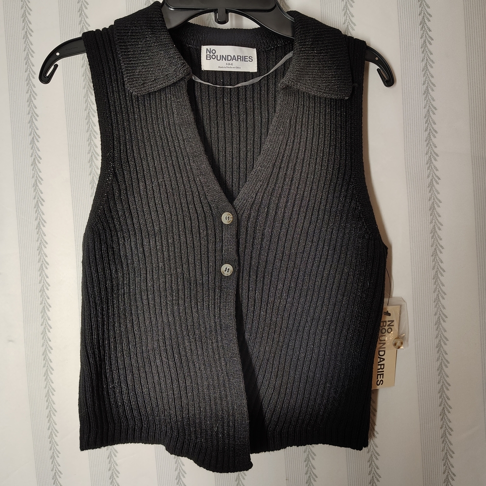 No Boundaries Black V-Neck Sweater Vest